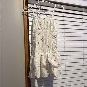 Art Class White Dress with Red Floral Pattern